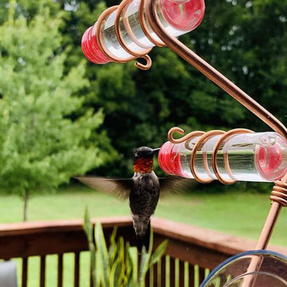 handmade copper hummingbird feeder
