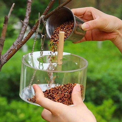 round acrylic bird seed feeder