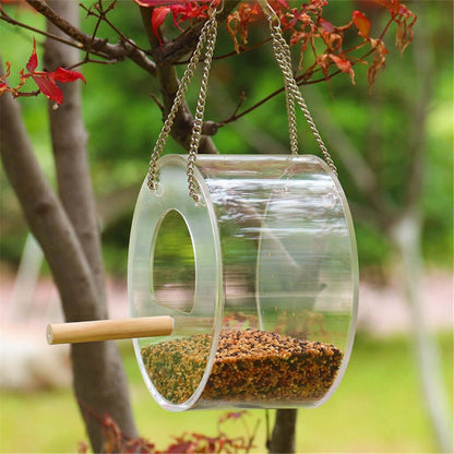 round acrylic bird seed feeder