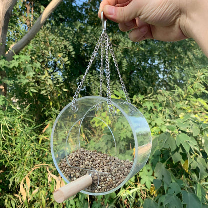 round acrylic bird seed feeder