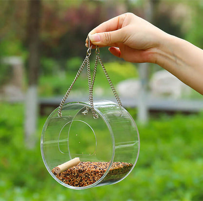 round acrylic bird seed feeder
