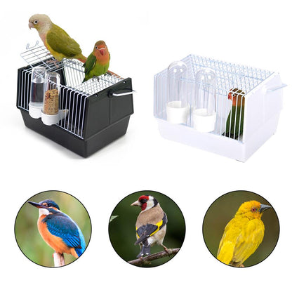 Portable Travel Bird Cage with Skylight & Feeders 