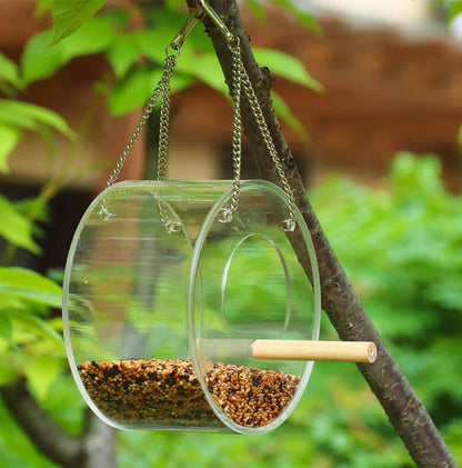 round acrylic bird seed feeder