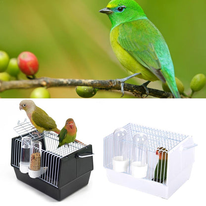Portable Travel Bird Cage with Skylight & Feeders 