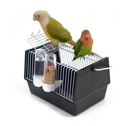 Portable Travel Bird Cage with Skylight & Feeders 